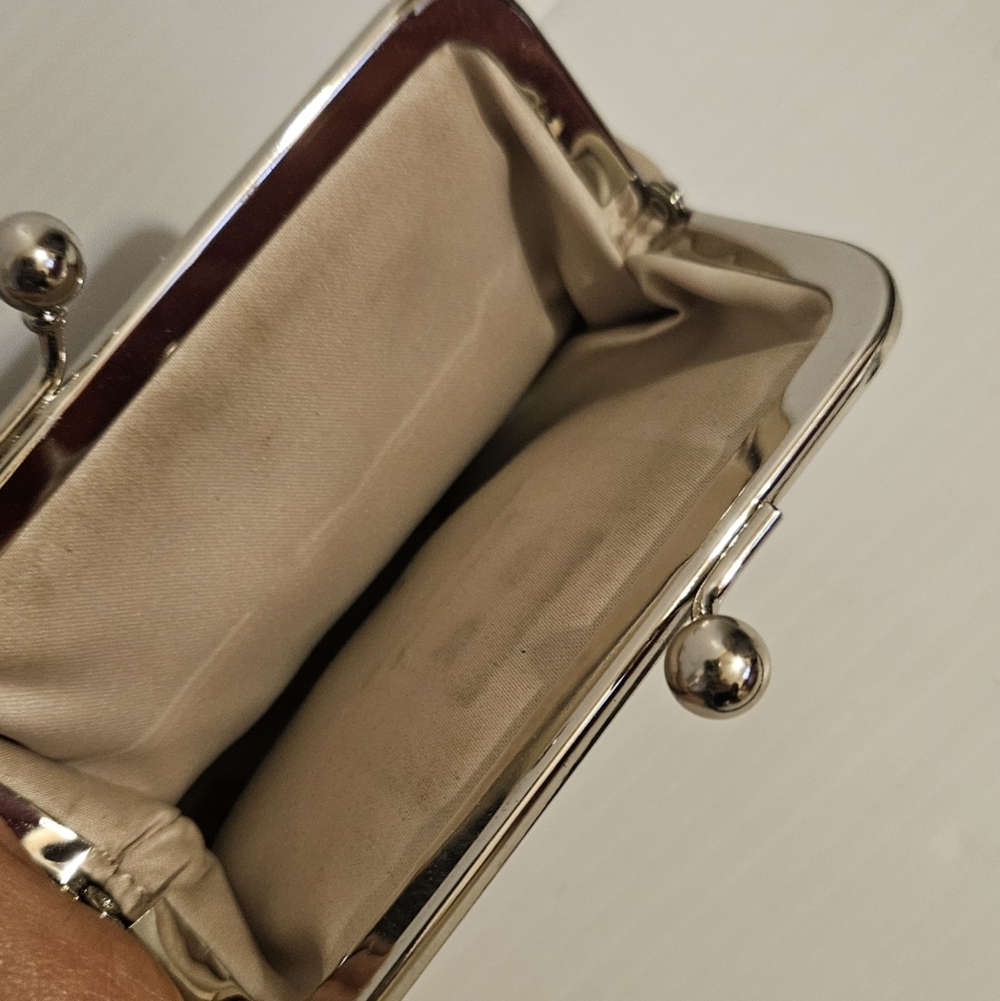 Coach Beige Saffiano Leather Darcy Bow Framed Coin Purse - Picture 7 of 7